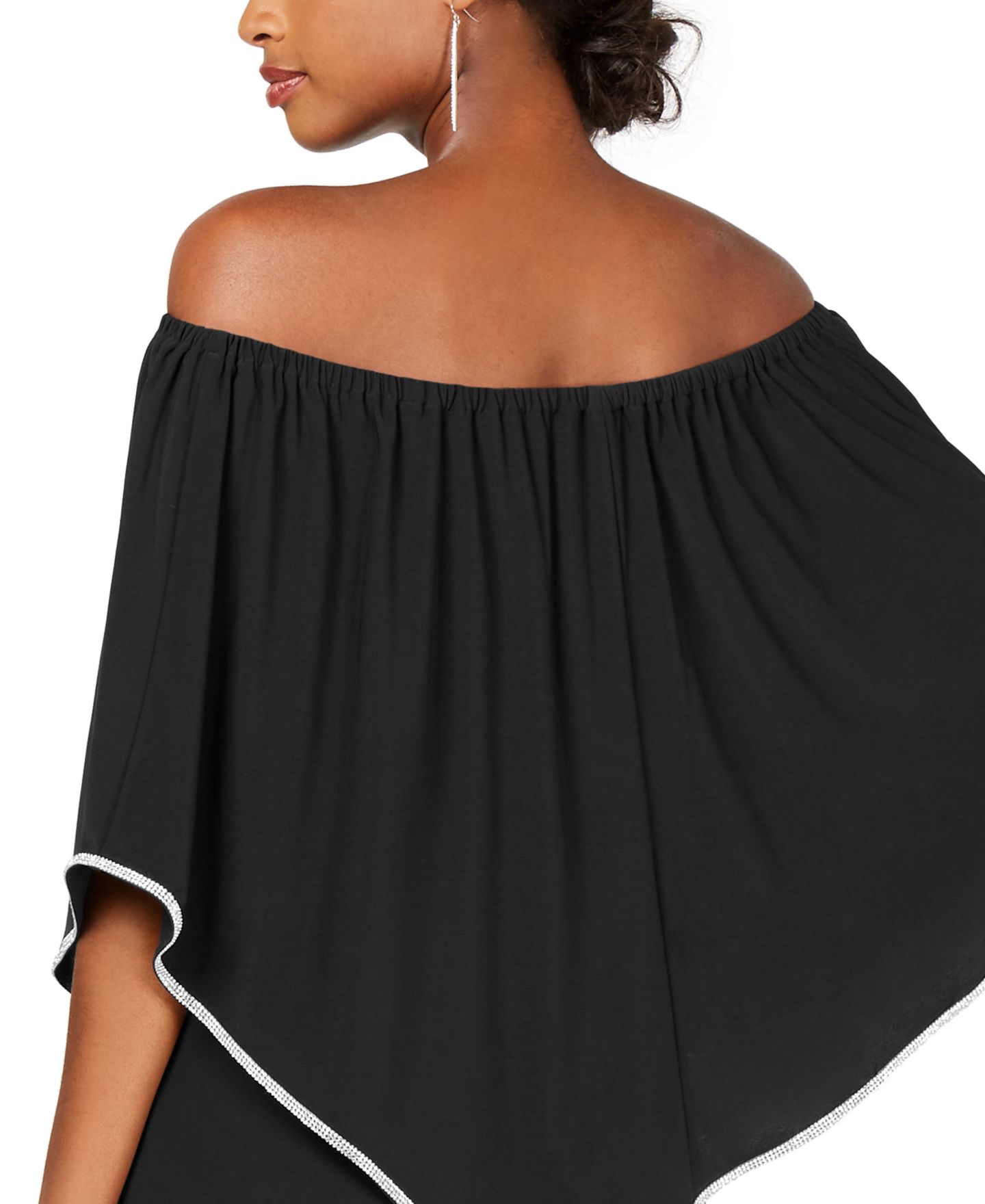 Женский комбинезон MSK Off-The-Shoulder Overlay Jumpsuit, цвет: Чёрный / Серебряный — фото 5