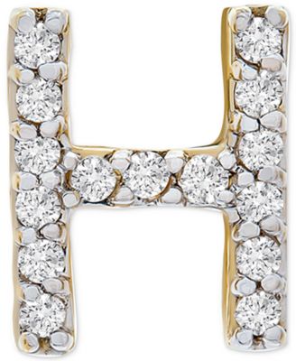 Diamond Initial H Single Stud Earring (1/20 ct. t.w.) in 14k Gold, Created for Macy's