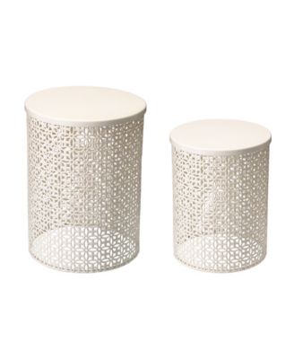 Multi-Functional Metal Garden Stool or Plant Stand or Accent Table, Set of 2