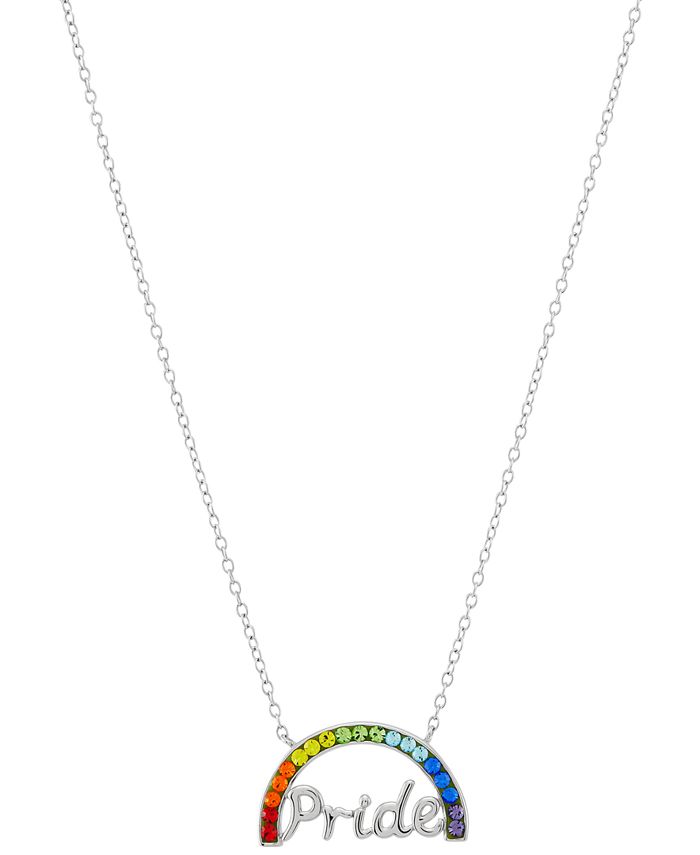 Macy's - Rainbow Crystal Pride Pendant Necklace in Sterling Silver, 16" + 2" extender
