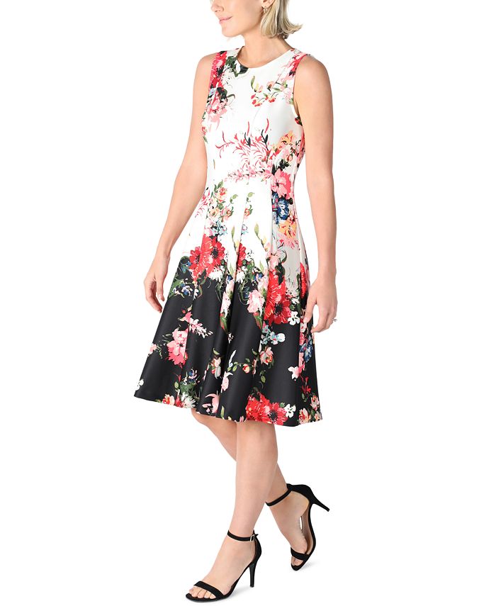 Donna Ricco Floral-Print Fit & Flare Dress - Macy's