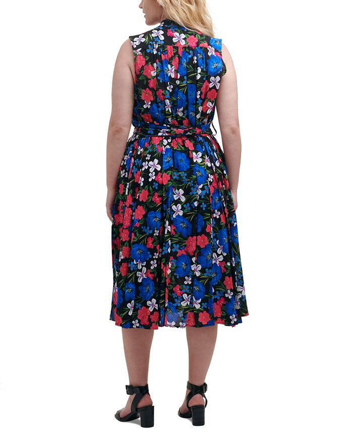 Calvin Klein Plus Size Floral-Print Midi Shirtdress - Macy's