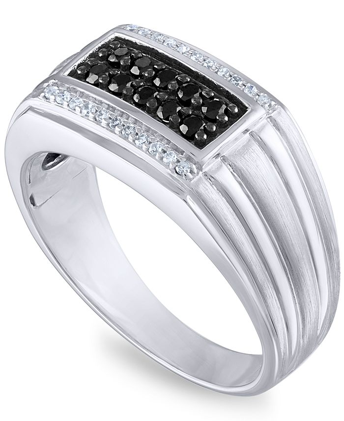Macy's Men's Black Sapphire (3/8 ct. t.w.) & Diamond (1/10 ct. t.w ...