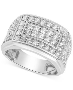 Shop Macy's Men's Diamond Cluster Ring (2 Ct. T.w.) In 10k Gold In White Gold