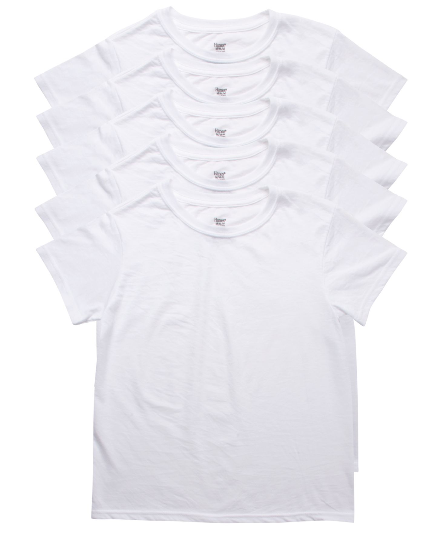 Hanes Big Boys Ultimate Cotton Blend Crew Undershirt, Pack of 5, цвет: Белый — фото 1