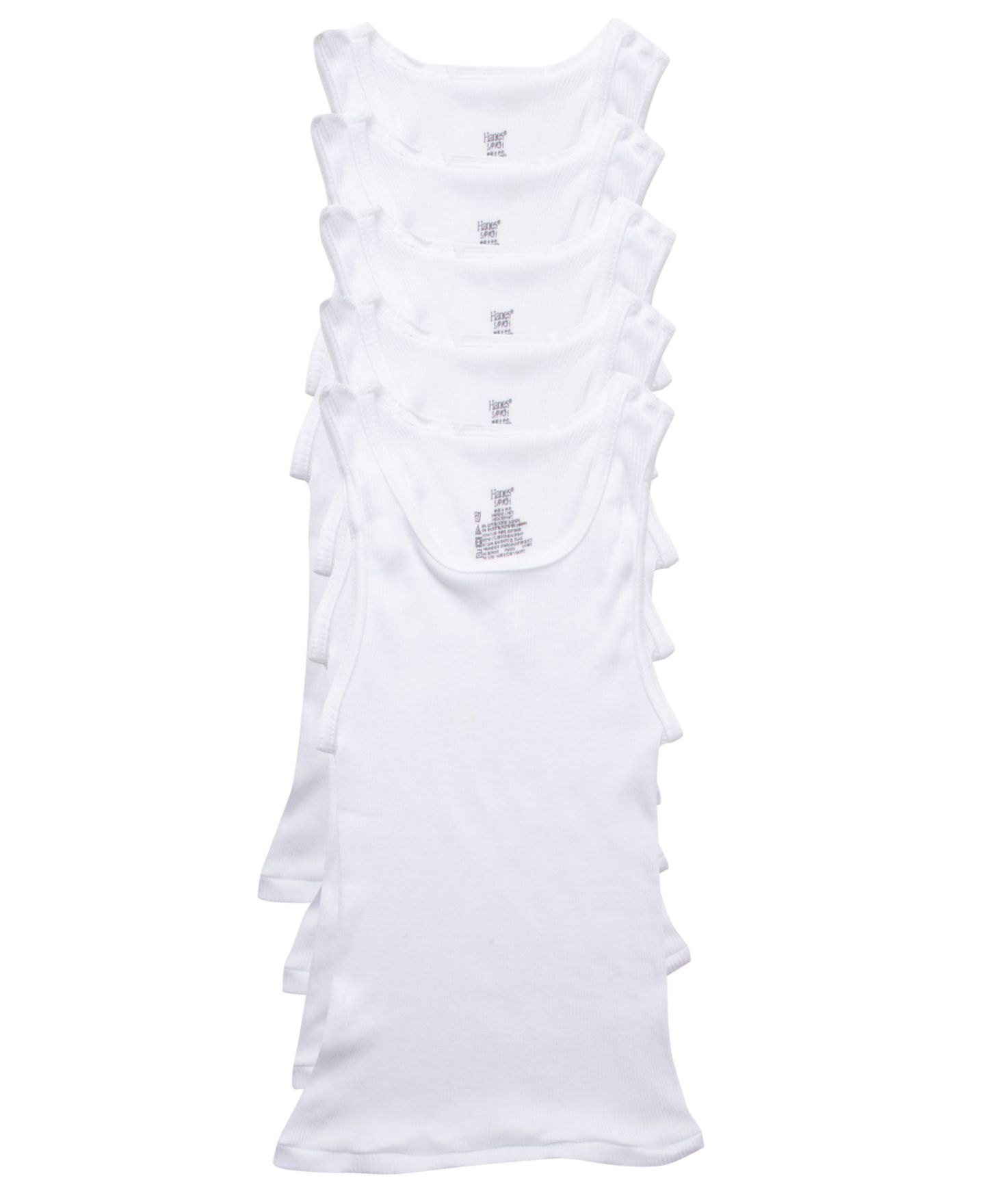 Топы Hanes Ultimate Cotton Blend Tank, Pack of 5 для мальчиков, цвет: Белый — фото 1