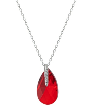 Giani Bernini Fine Crystal And Cubic Zirconia 18" Teardrop Pendant In Sterling Silver In Red