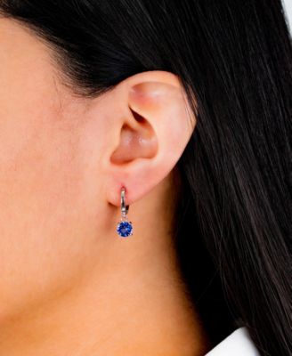 Fine Crystal 6mm Drop Hoop Earrings in Sterling Silver