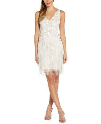 Adrianna Papell Fringe Beaded Cocktail Dress - Macy's