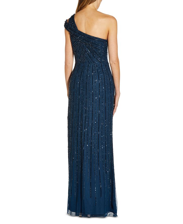 Adrianna Papell Petite One-Shoulder Sequin Gown - Macy's