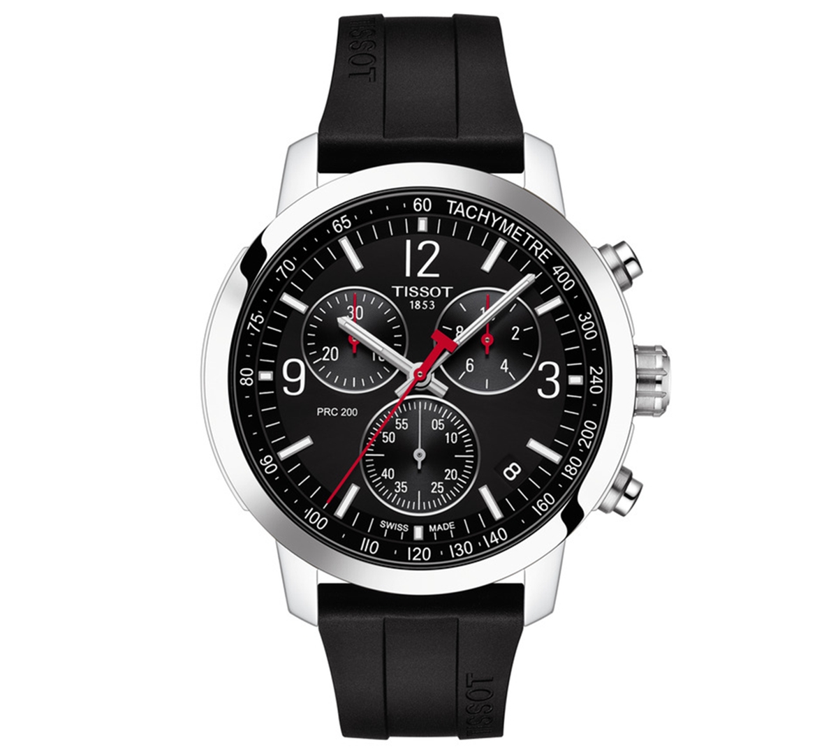 Men's Swiss Chronograph Prc 200 Black Rubber Strap Watch 43mm - Black