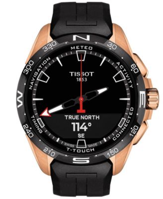 Men's Swiss T-Touch Connect Solar Black Rubber Strap Smart Watch 48mm