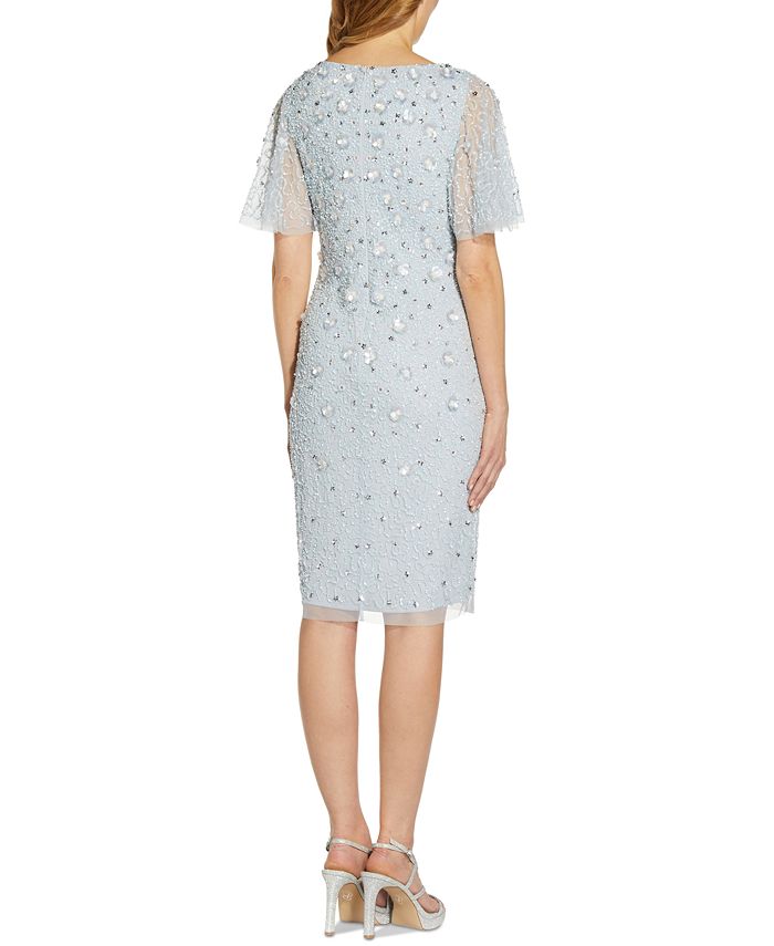 Adrianna Papell Sequin Flutter-Sleeve Dress - Macy's