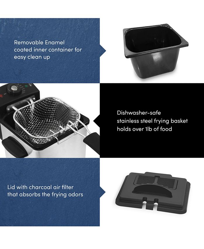 Elite Gourmet 1.6 Qt Deep Fryer with Adjustable Temperature Control and