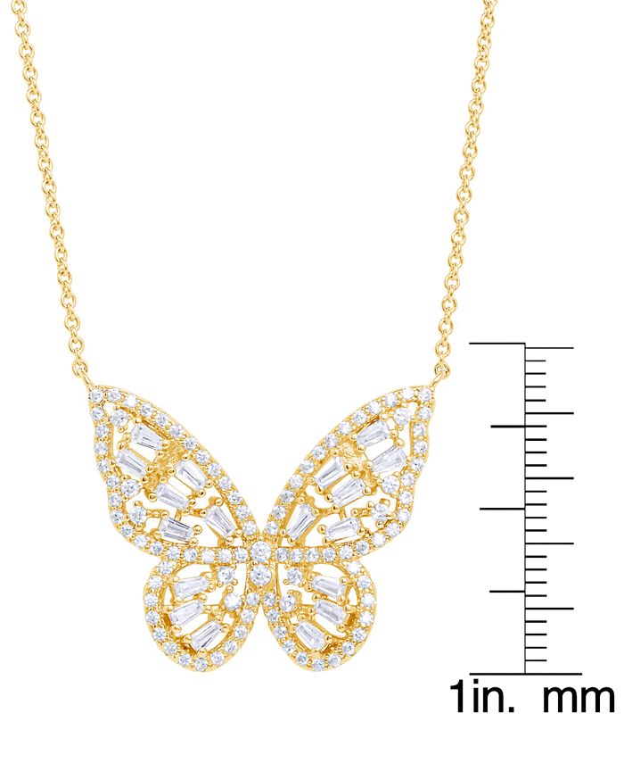 Adisaer Gold Plated Pendant Necklaces for Women Cubic Zirconia Butterfly