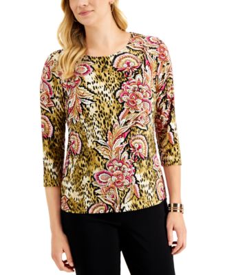 Macy's JM Collection Mixed Print Top, Created for Macy's - Macy's