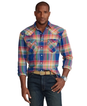 Polo Ralph Lauren Men's Big & Tall Madras Western Shirt