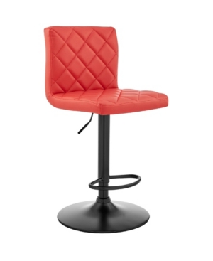 Armen Living Duval Adjustable Faux Leather Swivel Bar Stool In Red