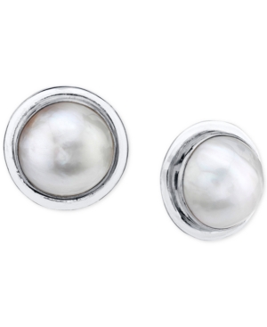 Macy's Cultured Mabe Pearl (11mm) Stud Earrings In Sterling Silver