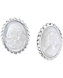 Mother-of-Pearl Cameo Stud Earrings in Sterling Silver