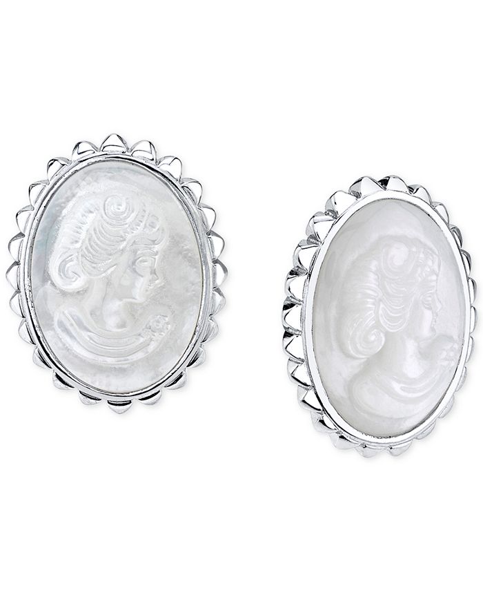 Sterling silver cameo earrings deals
