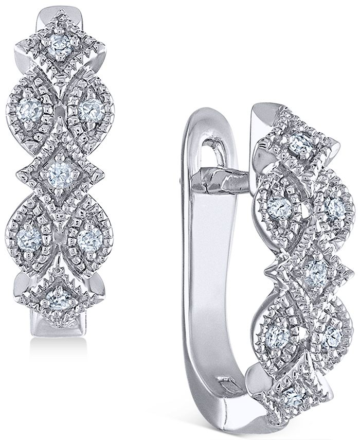 Macy's Diamond VintageInspired Huggie Hoop Earrings (1/10 ct. t.w.) in