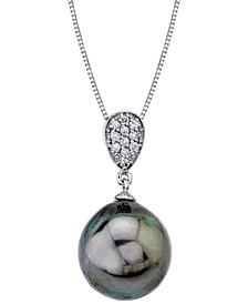 Cultured Tahitian Pearl (12mm) & Diamond Accent 18" Pendant Necklace in 14k White Gold