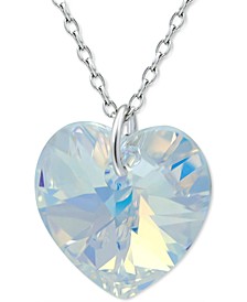 Crystal Heart Crystal 18" Pendant Necklace in Sterling Silver