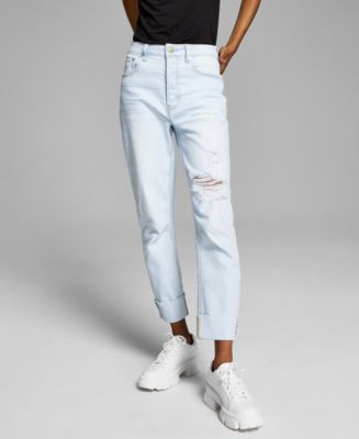 And Now This Women's High-Rise Vintage Straight Button Cuffed Jeans, 24-28W  - Macy's