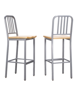 Shop Linon Home Decor Ferncliff Barstool, Set Of 2 In Silver-tone