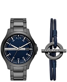 Men's Gunmetal Stainless Steel Bracelet Watch 46mm and Bracelet Gift Set
