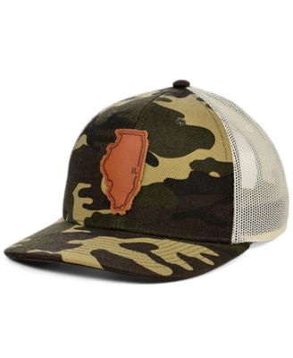 Lids - Illinois Woodland Leather State Patch Curved Trucker Cap