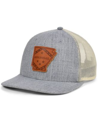 Lids - Arkansas Heather Leather State Patch Curved Trucker Cap