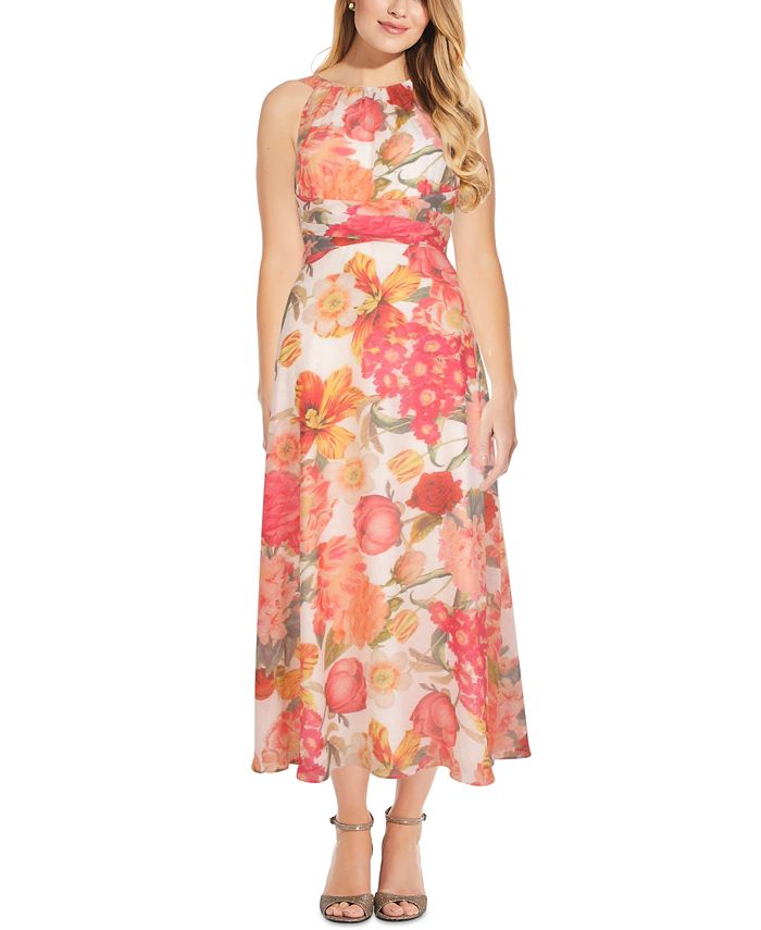 Adrianna Papell Printed Tie-Back Dress - Macy's