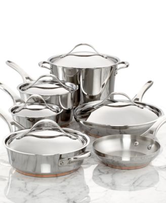 Anolon - Nouvelle Copper Stainless Steel 11 Piece Cookware Set