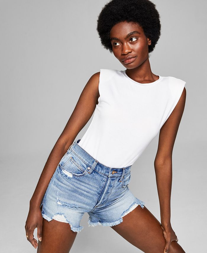 And Now This Women's Padded Shoulder Muscle Tee Bodysuit - Macy's