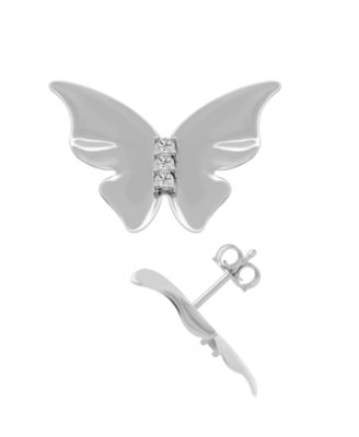 And Now This Crystal Butterfly Stud Earring in Silver Plate Gold Plate or Rose Gold Plate - Silver 12$