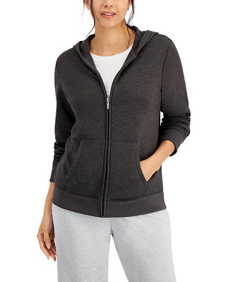 Karen Scott Zip-Front Hooded Sweatshirt, Created for Macy's - Macy's