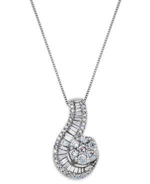 image of 14k White Gold Necklace, Diamond (1 ct. t.w.) Cluster Swirl Pendant