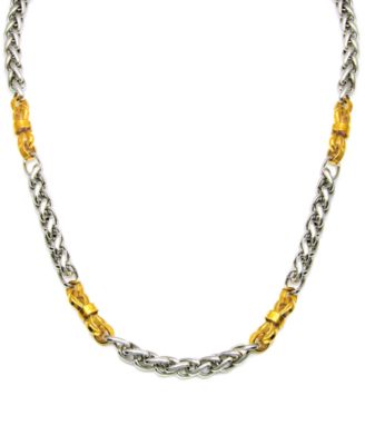 Macy's - Two-Tone Greek Key 24" Chain Necklace in Stainless Steel & Yellow Ion-Plate
