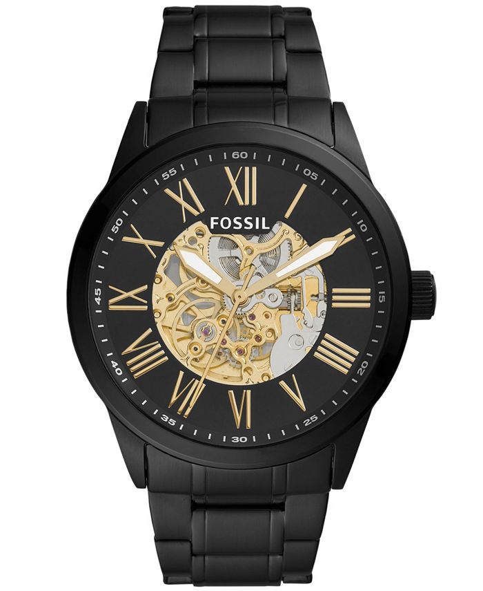 Elektronisch zwaan Eenvoud Fossil Men's Flynn Automatic Black Stainless Steel Watch 48mm & Reviews -  All Watches - Jewelry & Watches - Macy's