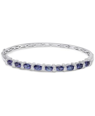 Tanzanite (4 ct. t.w.) & Diamond (1/10 ct. t.w.) Bangle Bracelet in Sterling Silver