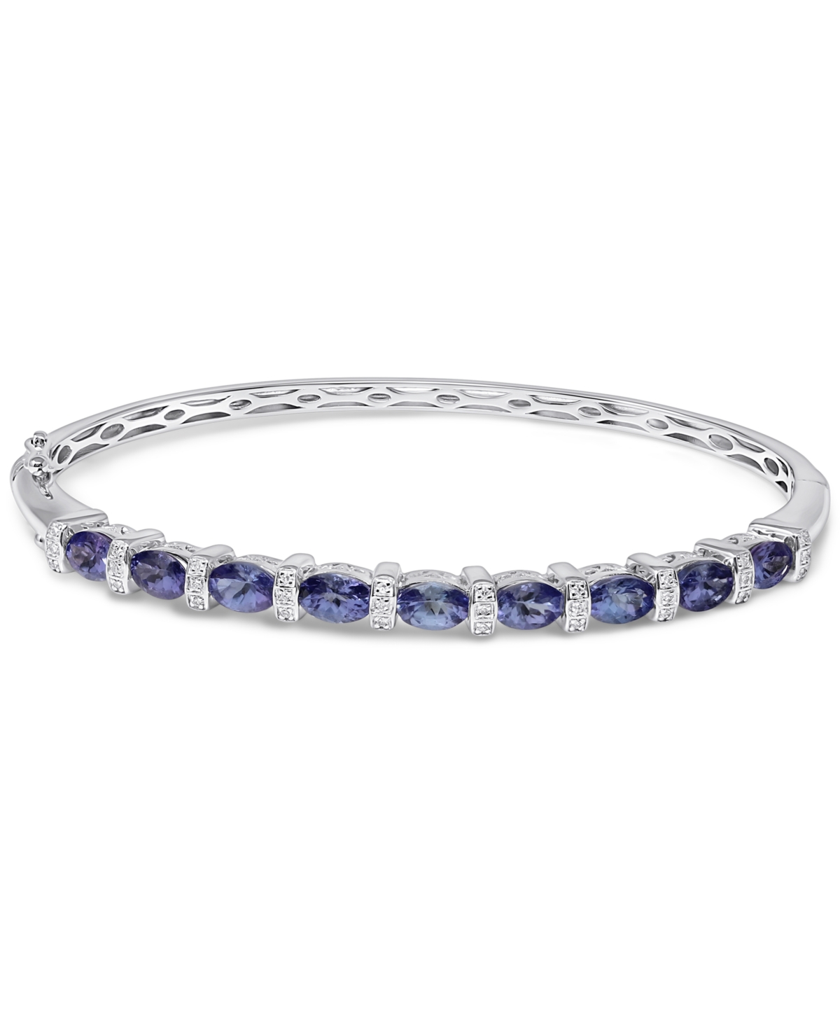(4 ct. t.w.) & Diamond (1/10 ct. t.w.) Bangle Bracelet in Sterling Silver - Tanzanite