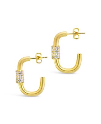 Women's Oval Carabiner Gold Plated Hoop Earrings