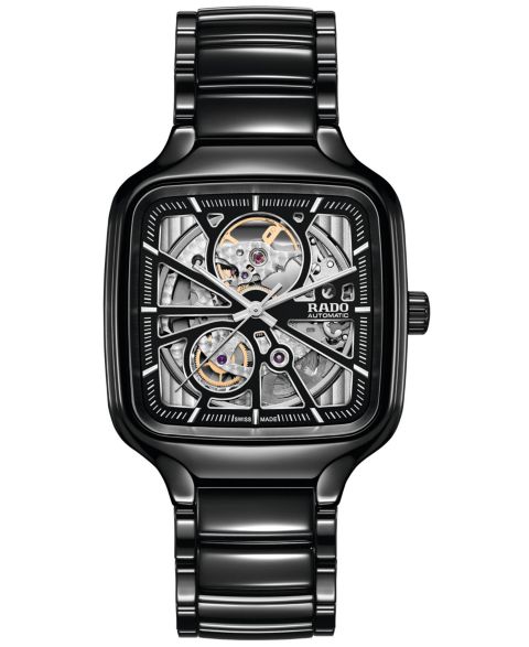 Часы Rado Unisex Swiss Automatic True Square Black High-Tech Ceramic Bracelet Watch 38mm
