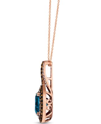 Deep Sea Blue Topaz (4 ct. t.w.) & Diamond (7/8 ct. t.w.) 18" Pendant Necklace in 14k Rose Gold