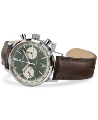 Men's Swiss Chronograph Intra-Matic Brown Leather Strap Watch 40mm