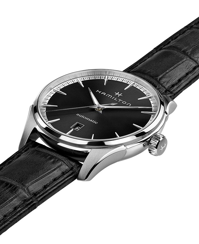 Hamilton Men's Swiss Automatic Jazzmaster Black Leather Strap Watch