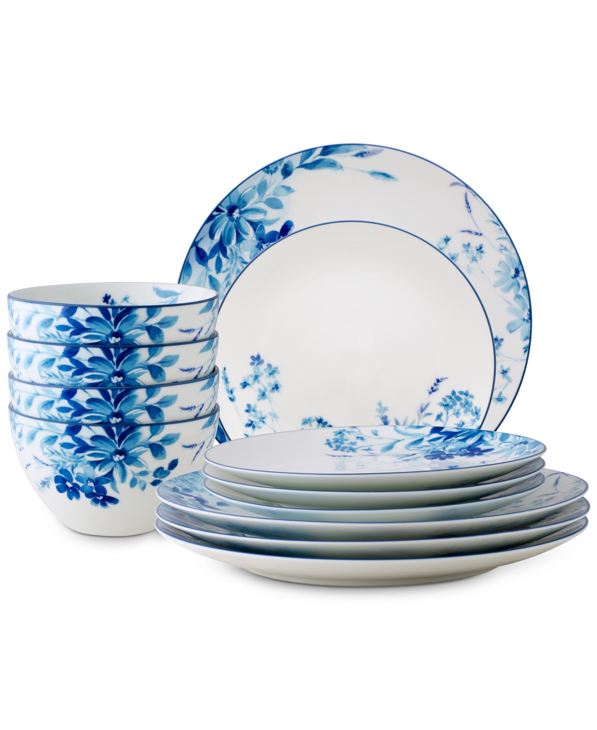 Blossom Road 12-Pc. Dinnerware Set - White/blue