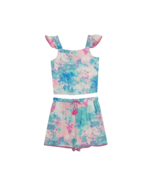 Big Girls Tie Dye Flutter Sleeve Short Set